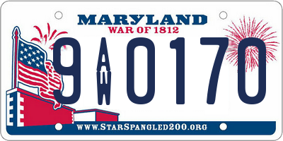 MD license plate 9AW0170