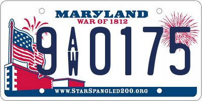 MD license plate 9AW0175