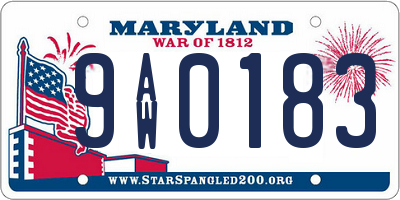 MD license plate 9AW0183