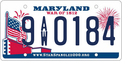 MD license plate 9AW0184