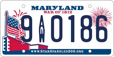 MD license plate 9AW0186