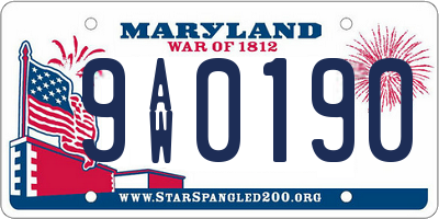 MD license plate 9AW0190