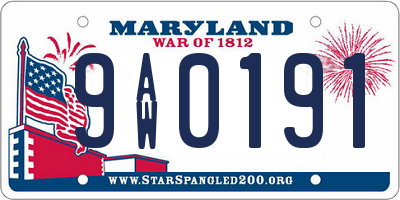 MD license plate 9AW0191