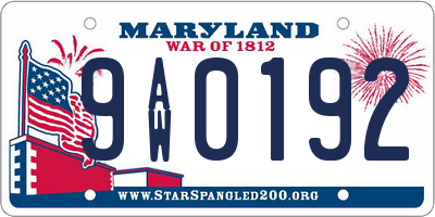 MD license plate 9AW0192