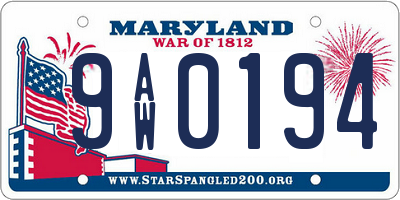 MD license plate 9AW0194