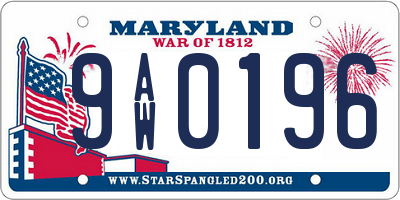 MD license plate 9AW0196