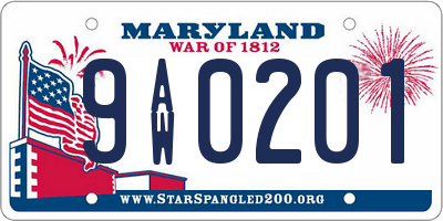 MD license plate 9AW0201