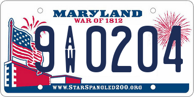 MD license plate 9AW0204
