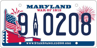 MD license plate 9AW0208