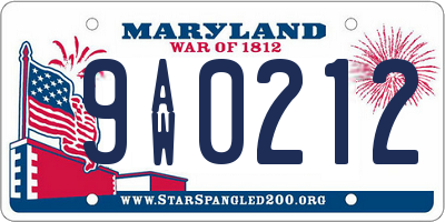 MD license plate 9AW0212