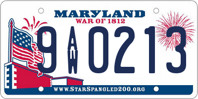 MD license plate 9AW0213