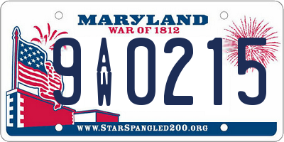 MD license plate 9AW0215