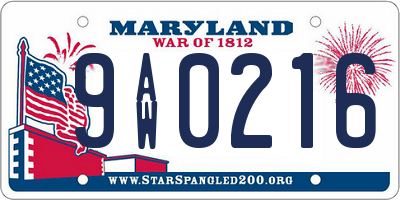MD license plate 9AW0216