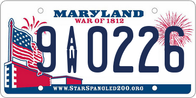 MD license plate 9AW0226