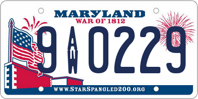 MD license plate 9AW0229