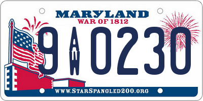 MD license plate 9AW0230