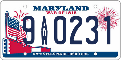 MD license plate 9AW0231
