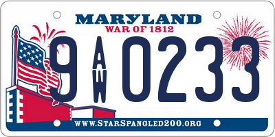 MD license plate 9AW0233