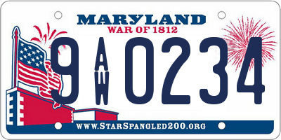 MD license plate 9AW0234