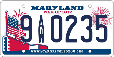 MD license plate 9AW0235