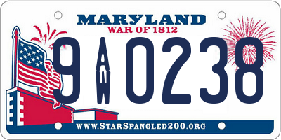 MD license plate 9AW0238