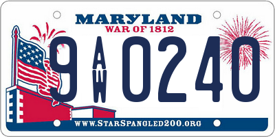 MD license plate 9AW0240