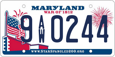 MD license plate 9AW0244