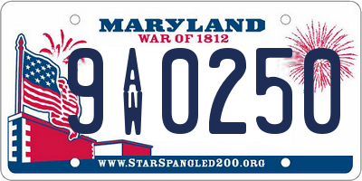 MD license plate 9AW0250