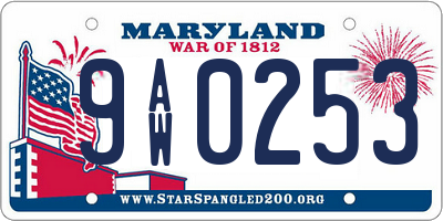 MD license plate 9AW0253