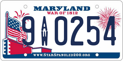 MD license plate 9AW0254