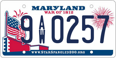 MD license plate 9AW0257