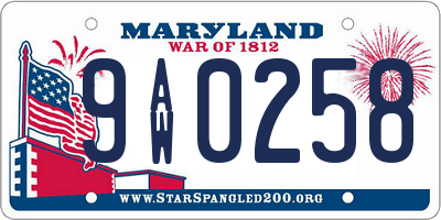 MD license plate 9AW0258
