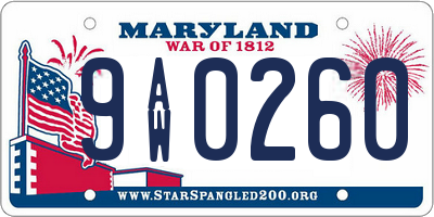MD license plate 9AW0260