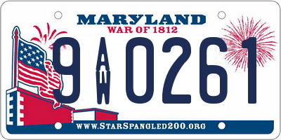 MD license plate 9AW0261