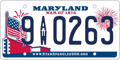 MD license plate 9AW0263