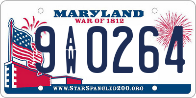 MD license plate 9AW0264