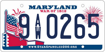 MD license plate 9AW0265