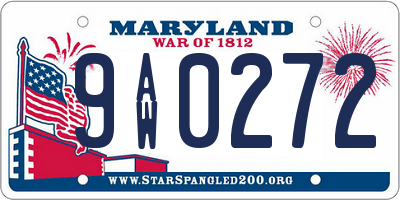 MD license plate 9AW0272