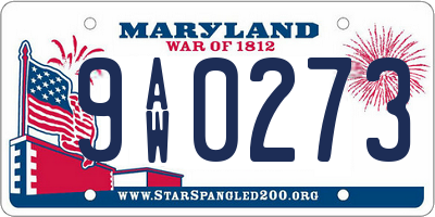 MD license plate 9AW0273