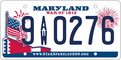 MD license plate 9AW0276