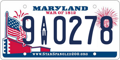 MD license plate 9AW0278