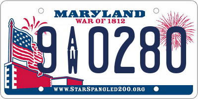 MD license plate 9AW0280