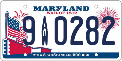 MD license plate 9AW0282