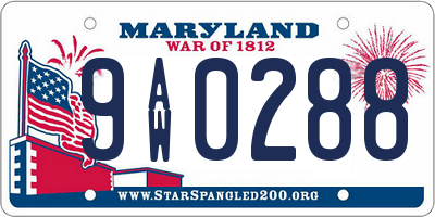 MD license plate 9AW0288