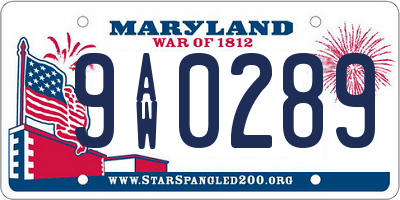 MD license plate 9AW0289