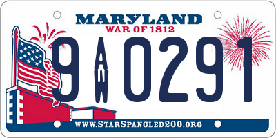 MD license plate 9AW0291