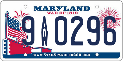 MD license plate 9AW0296