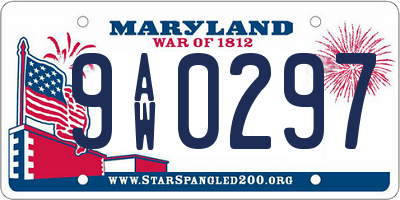 MD license plate 9AW0297