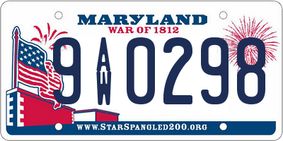MD license plate 9AW0298