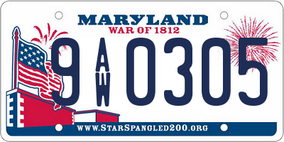 MD license plate 9AW0305
